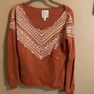 Burnt orange sweater billabong tribal print